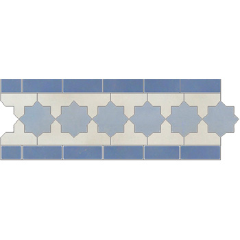 Mosaic House Moroccan tile Kmarshoun Star Custom 17-1-20 White,   Sky Blue,   Sea Blue,    solid zellige, mosaic, zellij, border, glaze, stars 